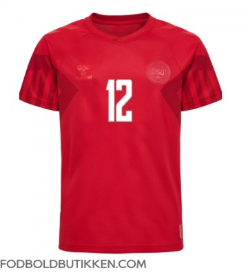 Danmark Kasper Dolberg #12 Hjemmebanetrøje VM 2022 Kortærmet